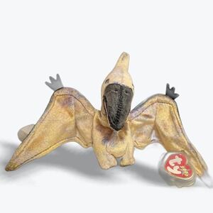 Vintage Ty Beanie Baby‎ Sweep Pterodactyl Dinosaur Iridescent Wings 2000 Retired